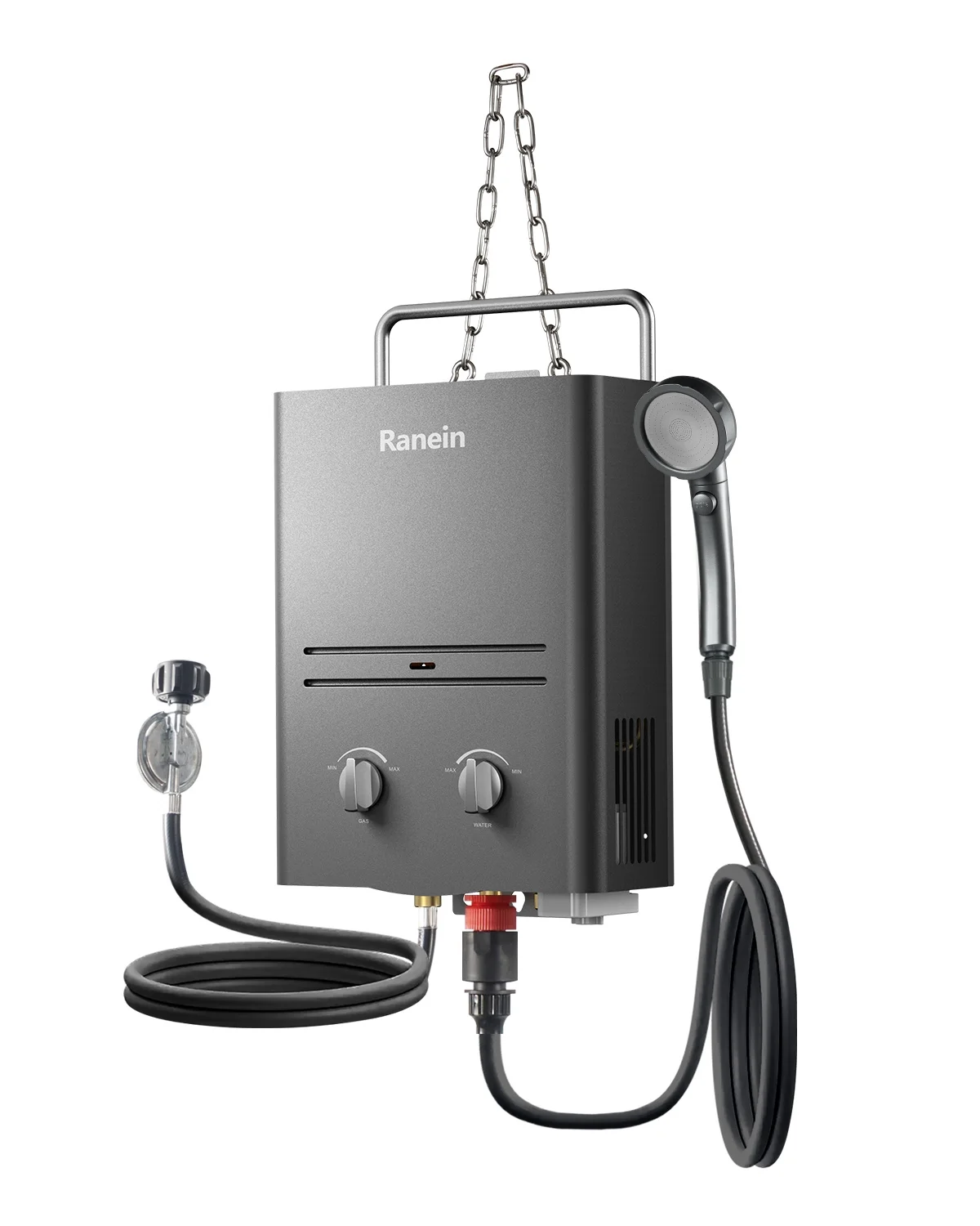 Ranein Tankless Water Heater Outdoor, 1.58 GPM Portable Propane Camping Water Heater, 6L, RO4KY, Grey