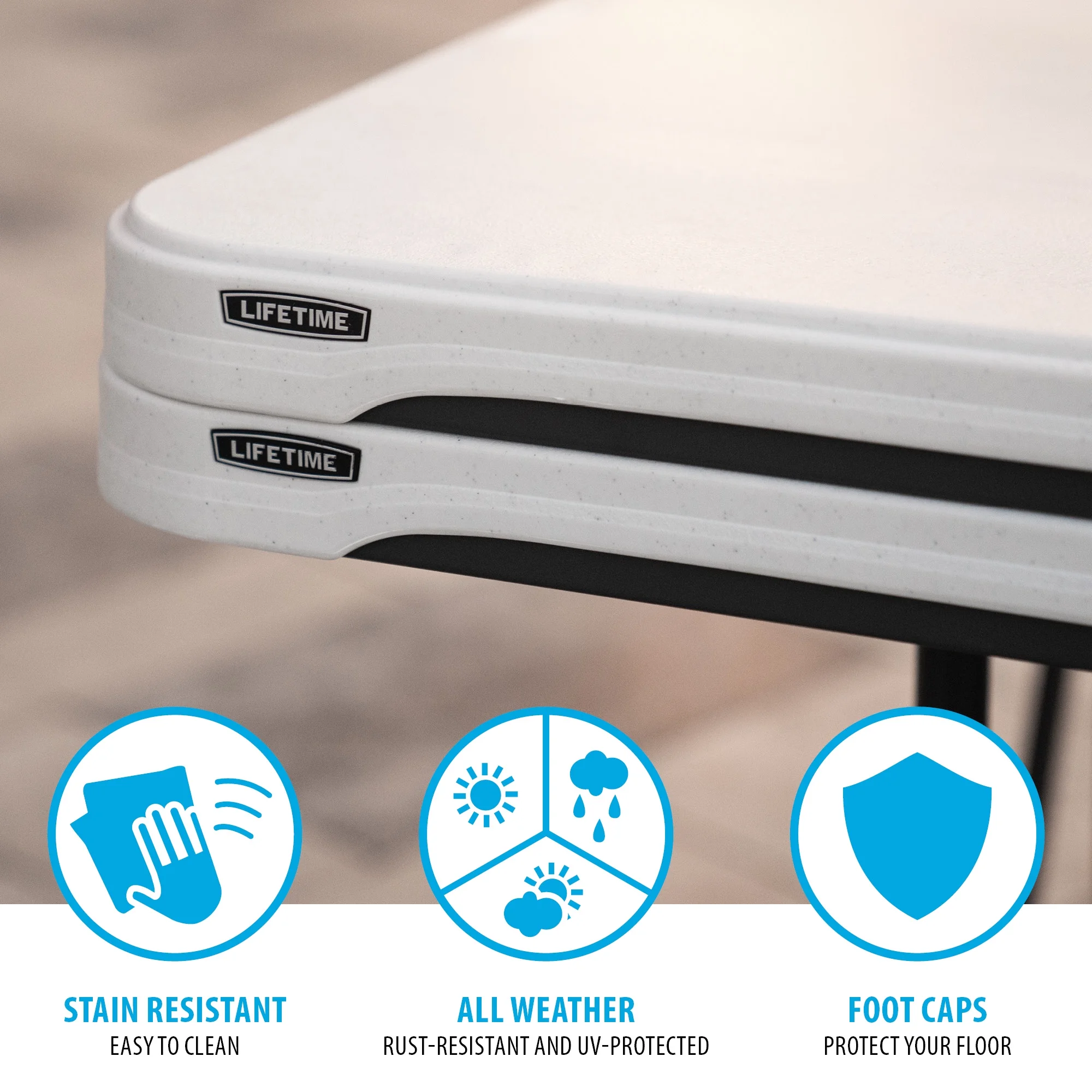 Lifetime (4) 8-Foot Rectangle Stacking Tables and (32) Chairs Combo Indoor/Outdoor Commercial Grade, White Granite (80410)