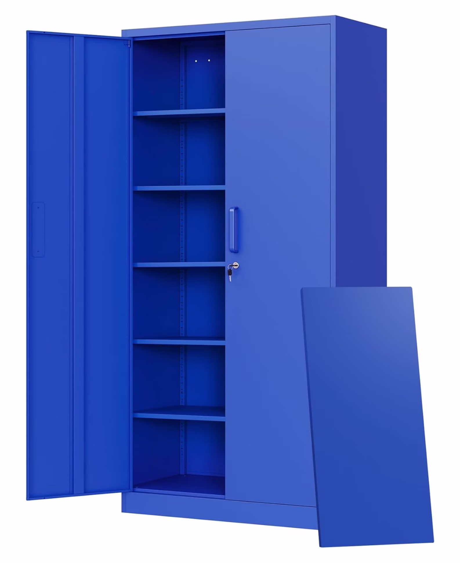 KriKac Metal Storage Cabinets with Lock Doors,Tall Locker Organizer Steel Garage Cabinets, 5 Adjustable Layers Shelves for Home, Office, Warehouse,Tool,Industrial(Black)