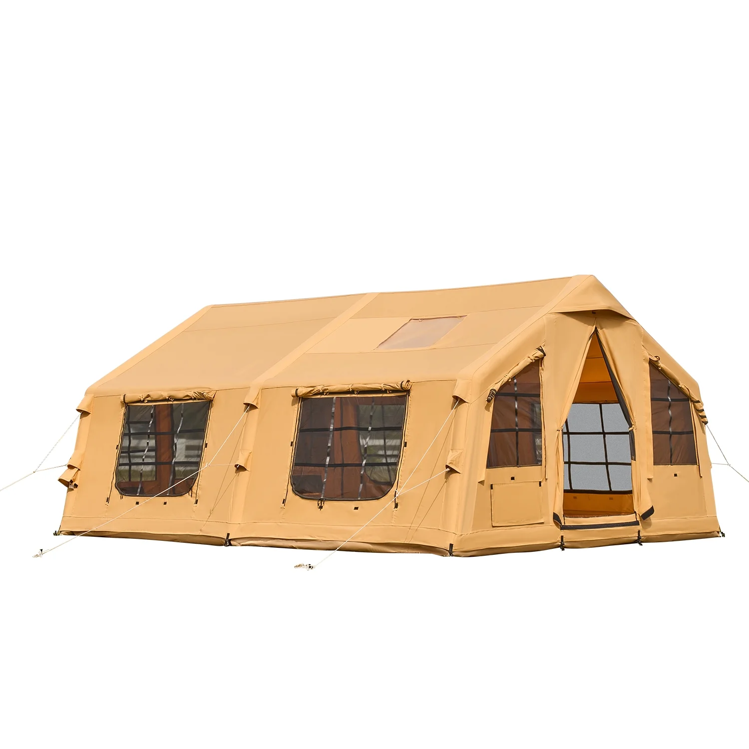 KFFKFF Inflatable Tent for Camping, 15.75 x 11.81 x 7.22 Ft Glamping Blow up Tent for 8-12 People, Air-Filled Camping Shelters, Outdoor Living Tent with Dual Sunroofs, Stove Jack