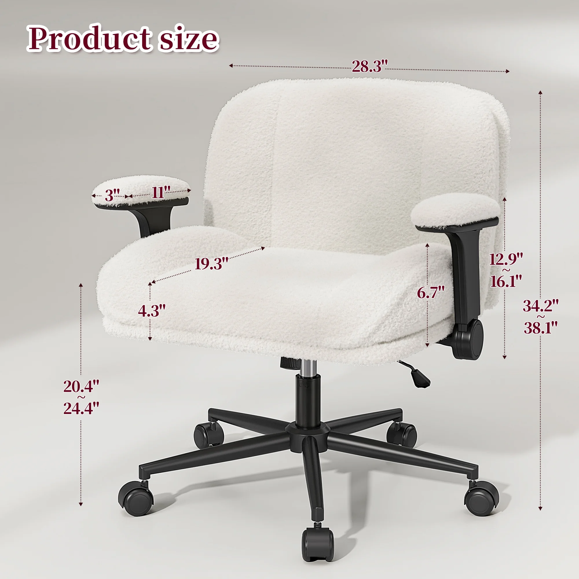 Romorgniz Criss Cross Chair with Adjustable Arms & Lumbar Support Office Chair with Reclining Back, Thick Cushion & Wheels for Office, Gaming, Reading, Vanity, Off-White