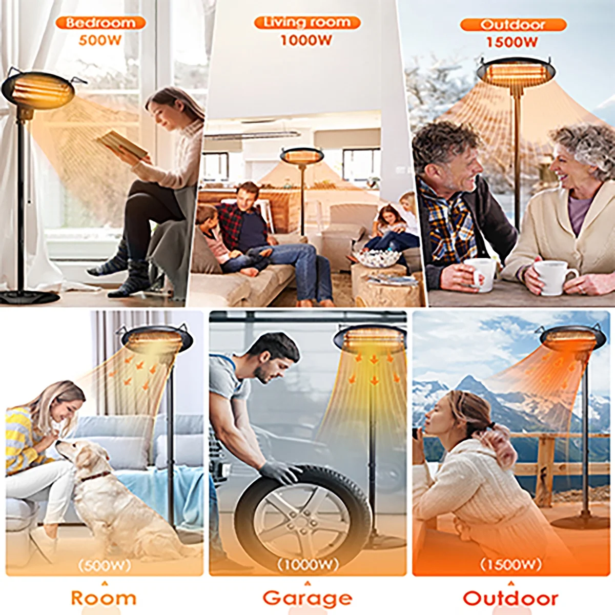 iMeshbean Patio Heater-Mounted 600/1500W Infrared Outdoor Heater Ceiling Mounted Style