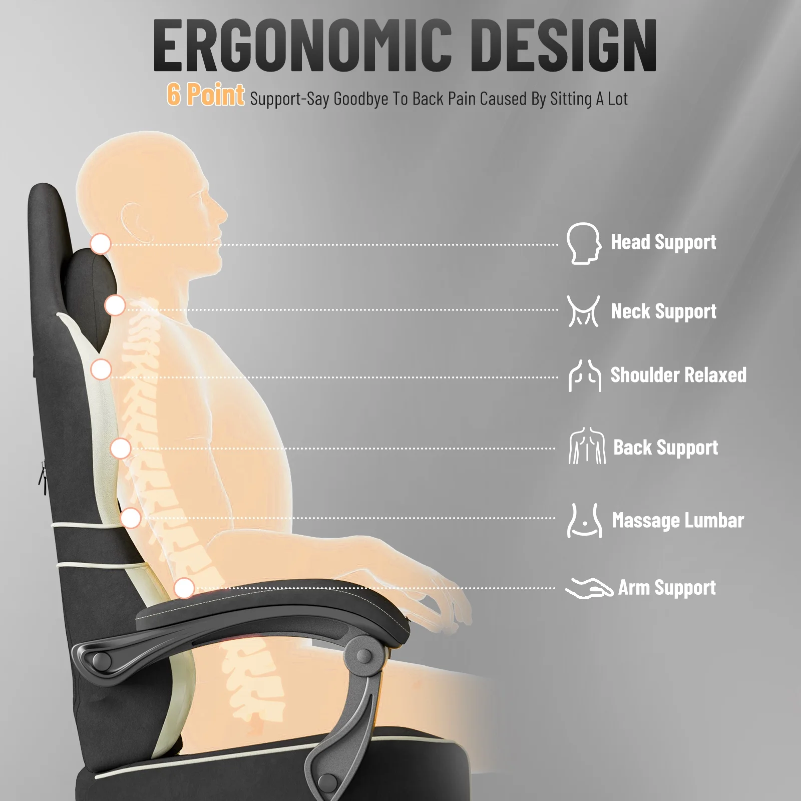 SOONTRANS Gaming Chair for Adults, Velvet Fabric High Back Comfortable Video Game Chair with Footrest and Massage Lumbar Cushion, Racing Computer Desk Chair, Ergonomic Gamer Chair, Black/Grey