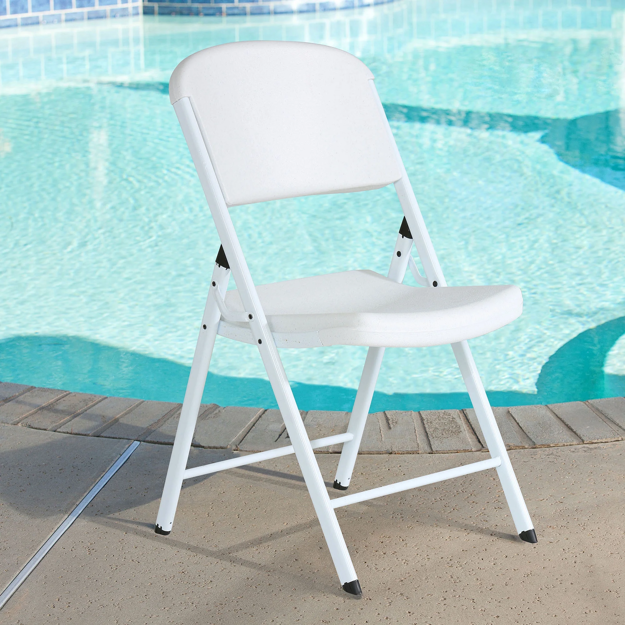 Lifetime Folding Chair, Indoor/Outdoor Commercial, White Granite, 4 Pack (42804)