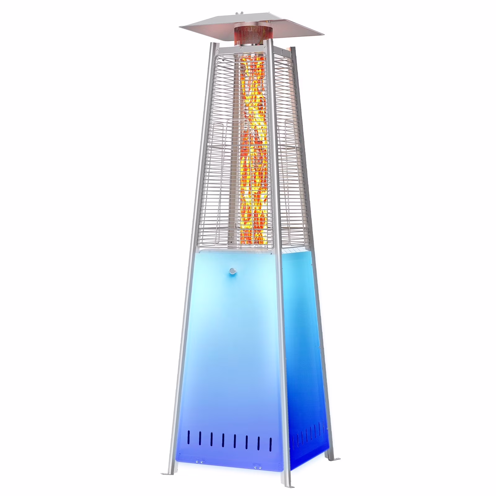 edx 42000 BTU Outdoor Propane Patio Heater Tower with Wheels, Stainless Steel