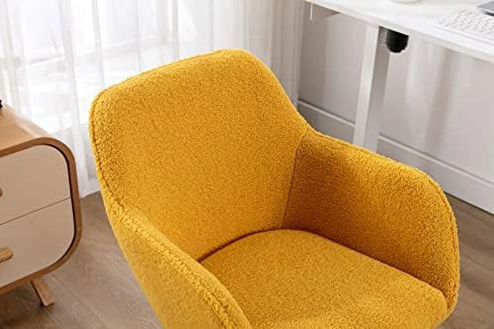 Modern Faux Fur Home Office Chair Height Adjustable, White Desk Chair Vanity Chair for Makeup Room, Rolling Desk Chairs with Wheels, Swivel Furry Cute Desk Chair for Teen Girls Women