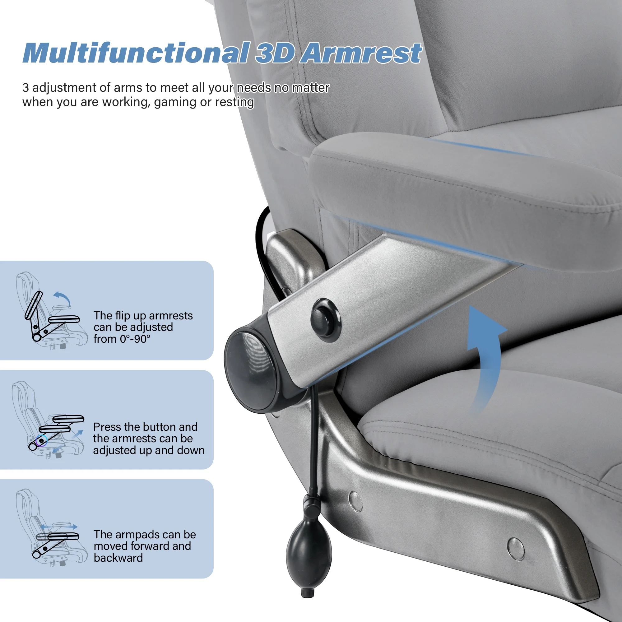 Big and Tall 700lbs Office Chair, Ultra-Soft Fabric Executive Desk Chair, Ergonomic Computer Chair with 3D Flip Up Arms, Adjustable Lumbar Support, Heavy Duty Metal Base and Quiet Rubber Wheel, Black