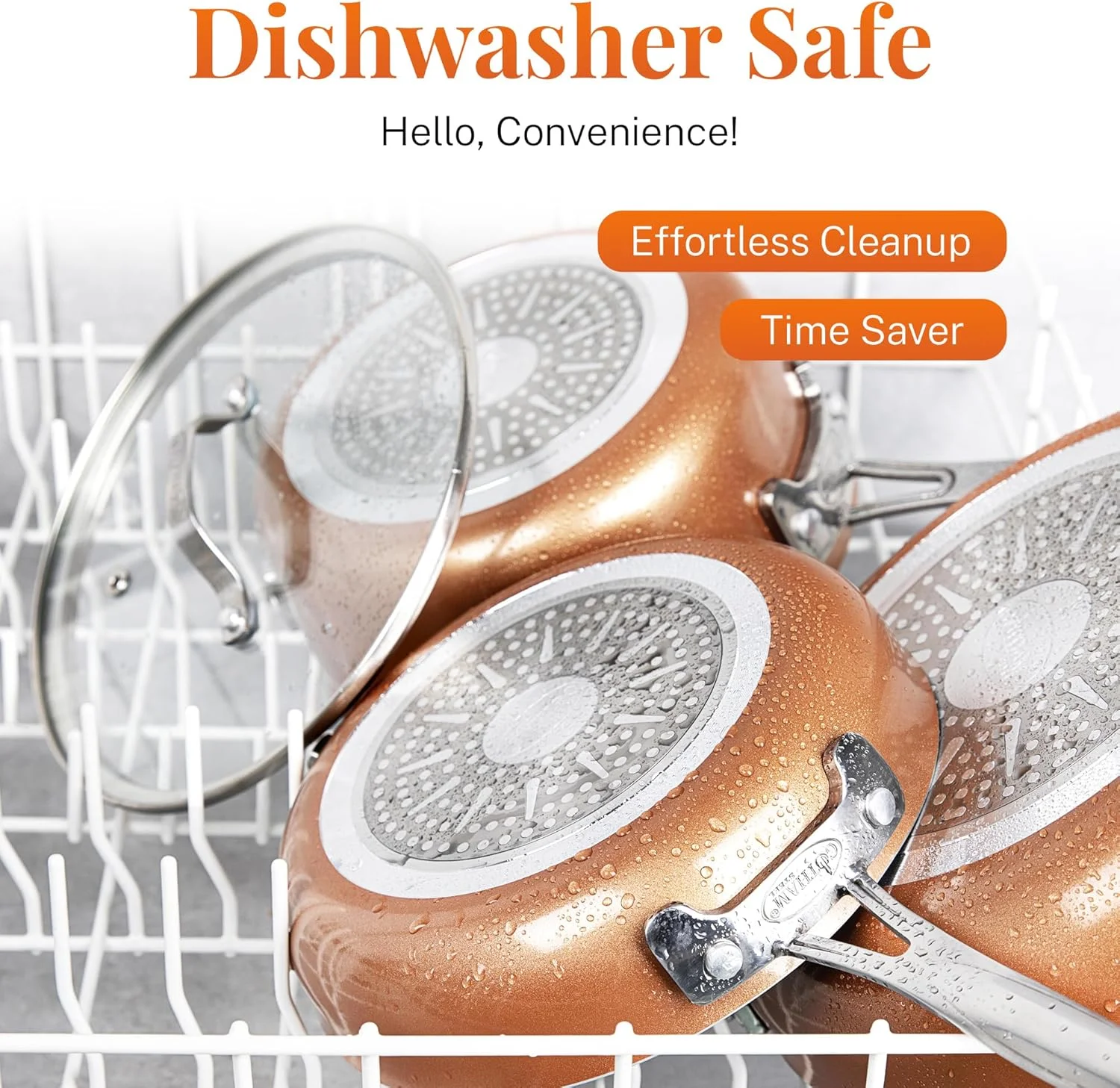 Gotham Steel Stackmaster 10 Pc Copper Pots and Pans Set Non Stick Cookware Set with Kitchen Utensils, Induction Ready, Non Toxic Nesting Design for 50% Space Saving, Oven and Dishwasher Safe