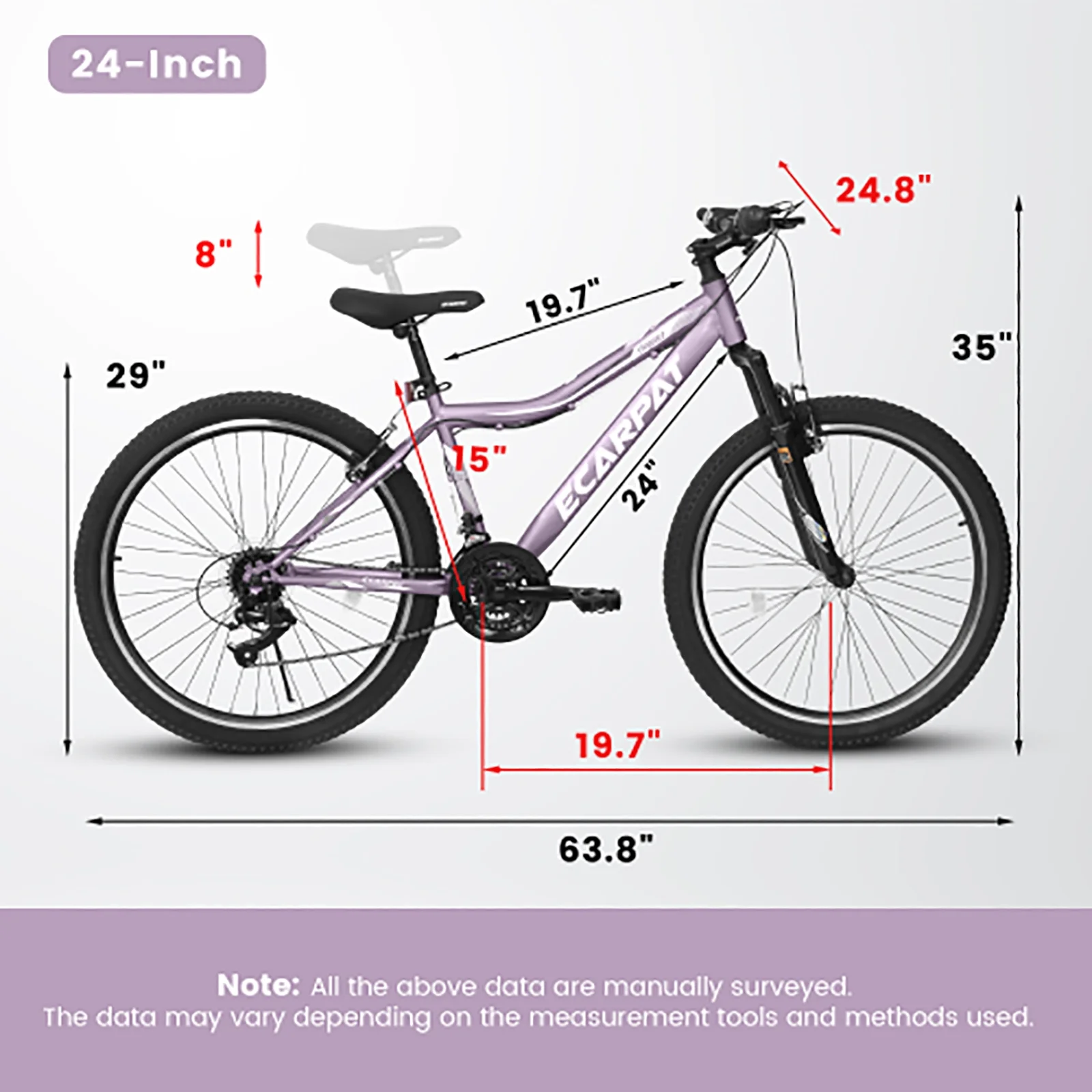 24 Inch Mountain Bike for Teenagers, High Carbon Steel Frame, Dual Full Suspension Mountain Bike, Mountain Tire, 21 Speed Mens Womens Outdoor Cycling, Birthday Gifts