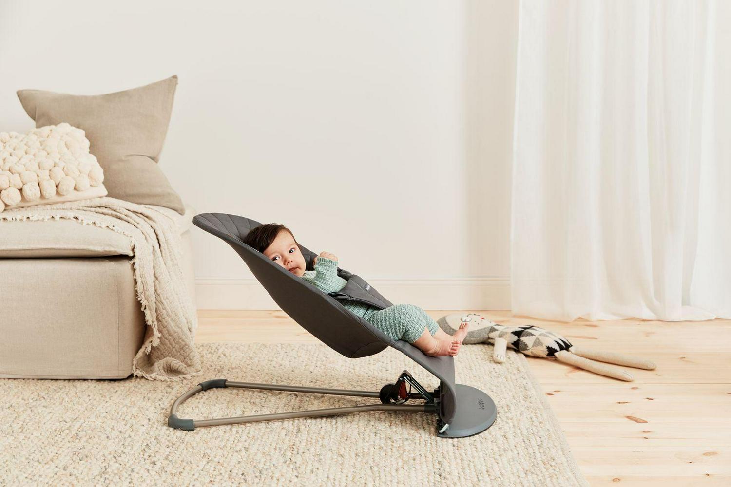 BabyBjorn Bouncer Bliss Baby Bouncers with Cotton. Classic Quilt. Anthracite