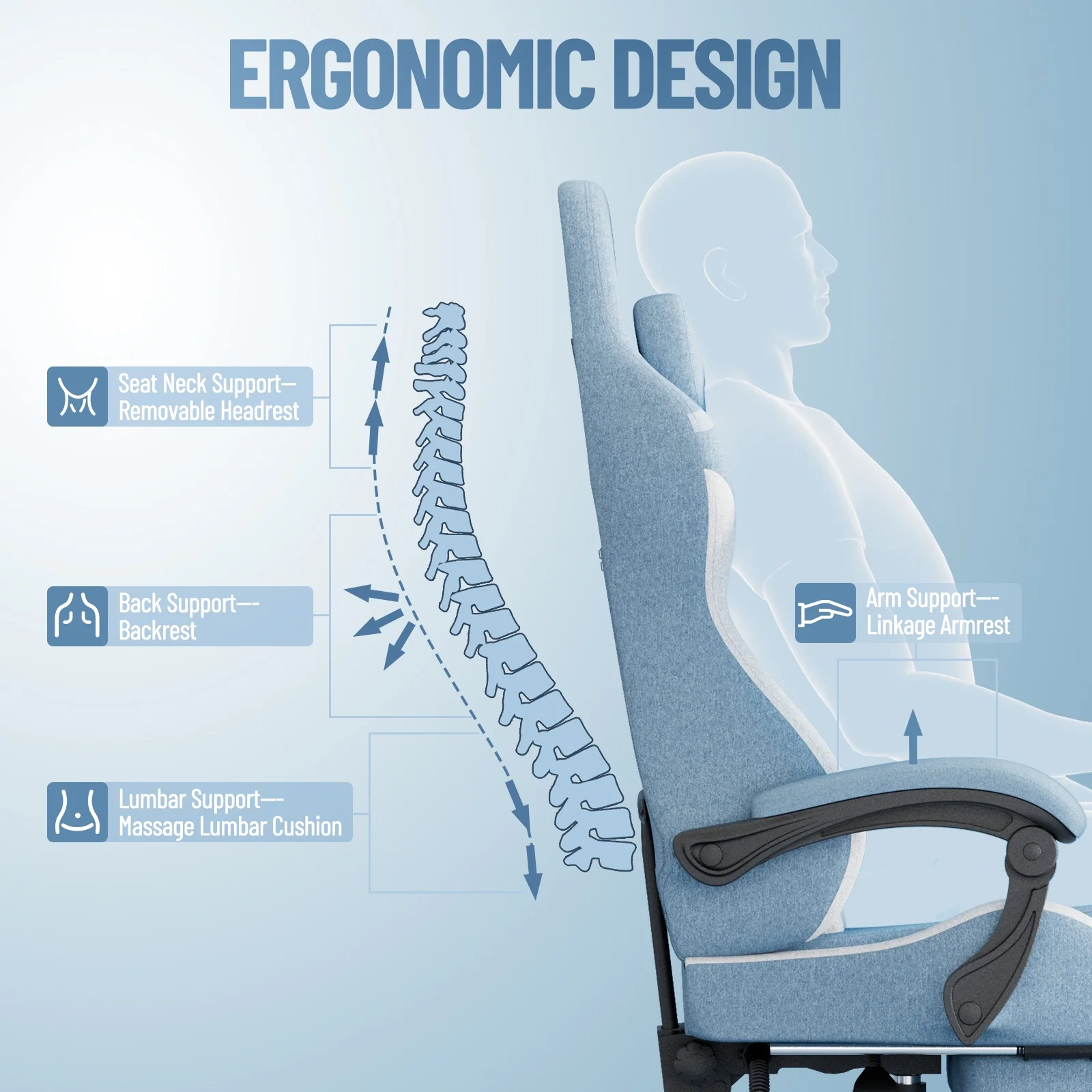 SOONTRANS Gaming Chair for Adults, Velvet Fabric High Back Comfortable Video Game Chair with Footrest and Massage Lumbar Cushion, Racing Computer Desk Chair, Ergonomic Gamer Chair, Black/Grey