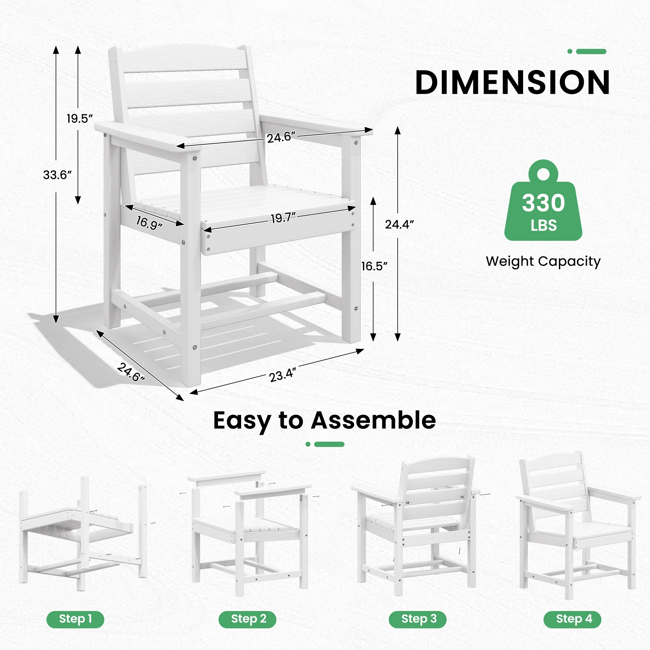 SERWALL Outdoor HDPE Dining Table Set, 7-Piece Outdoor Dining Table Sets with Umbrella Hole, Grey