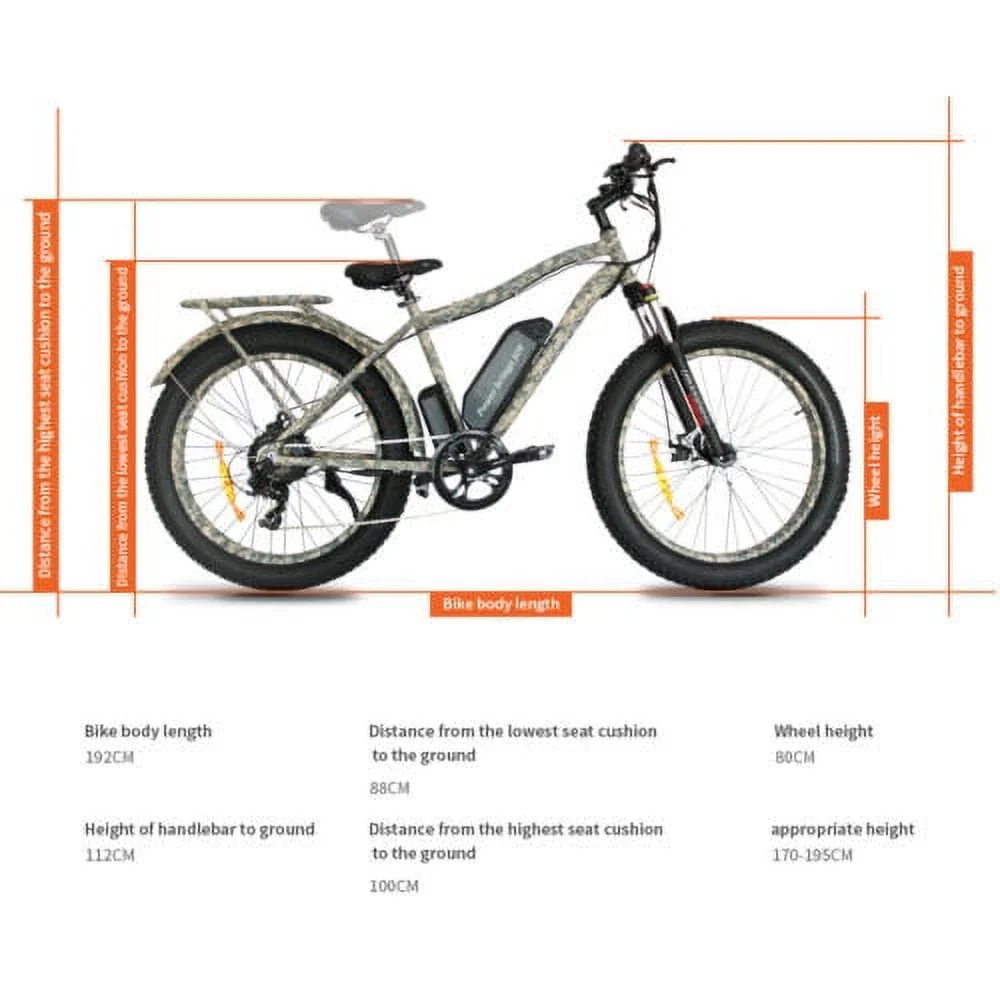 Aostirmotor Electric Mountain Bike, 749W Motor 48V 13AH Removable Lithium Battery Ebike with Rack, 26