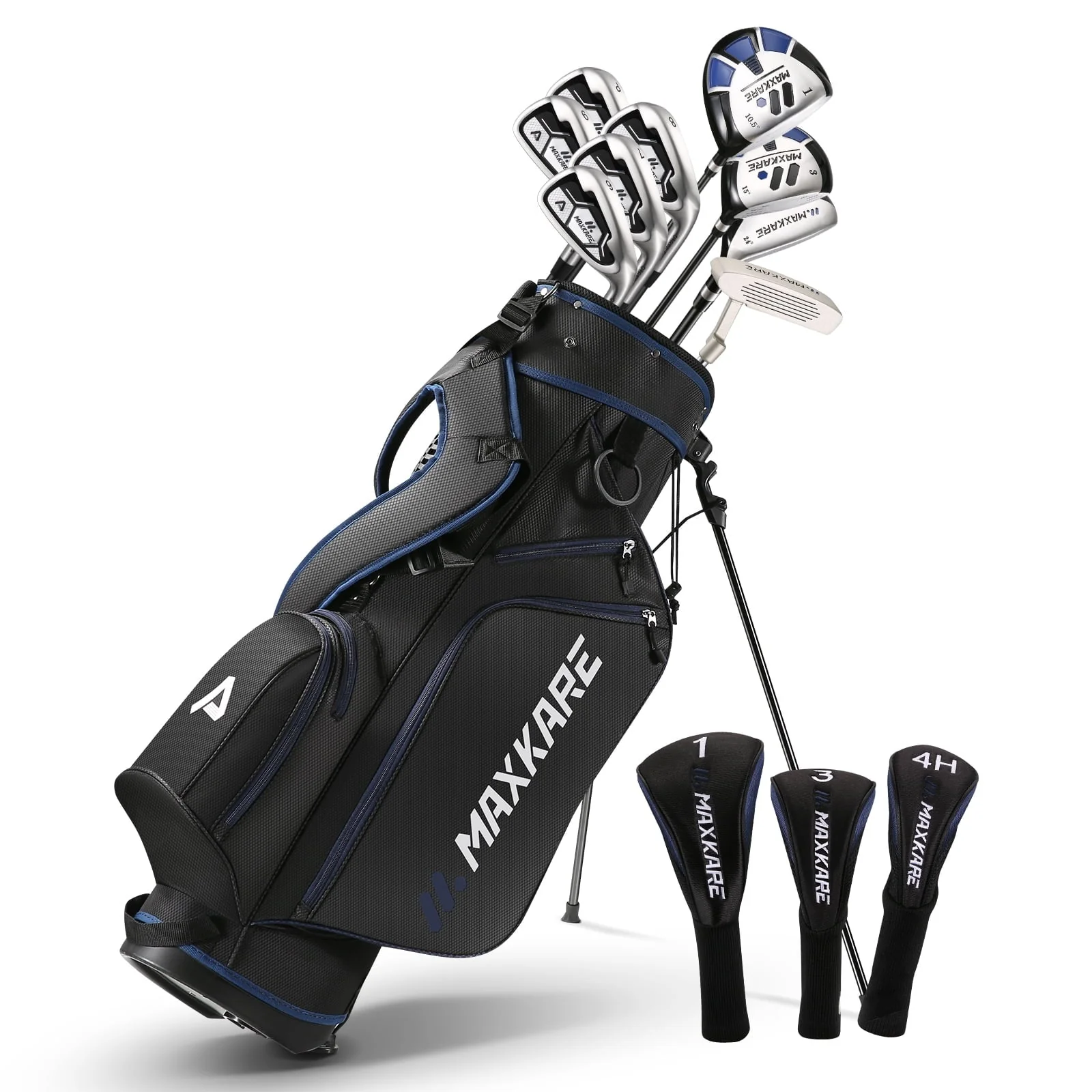 MaxKare Complete Golf Clubs Set Golf Men's Regular 13-Piece Complete Set Includes Driver, Fairway Wood, Hybrids, 6-9 Irons, PW, Putter, Stand Bag, 3 Head Covers - Right Hand