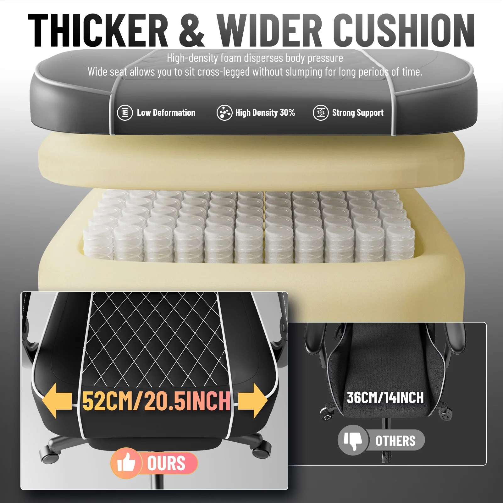 SOONTRANS Gaming Chair for Adults, Velvet Fabric High Back Comfortable Video Game Chair with Footrest and Massage Lumbar Cushion, Racing Computer Desk Chair, Ergonomic Gamer Chair, Black/Grey