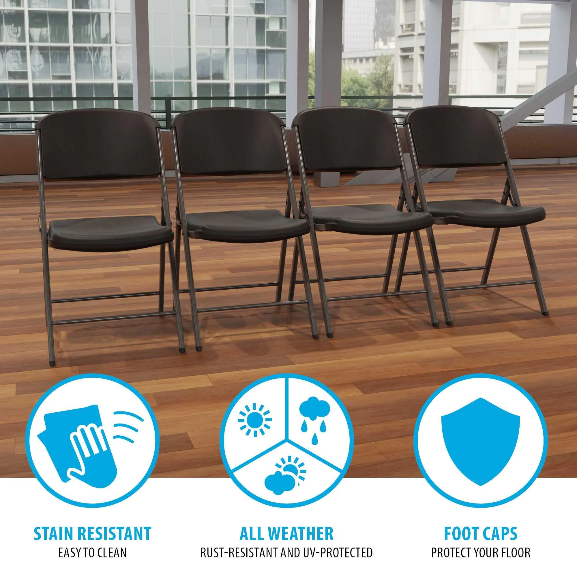 Lifetime Folding Chair, Indoor/Outdoor Commercial, White Granite, 4 Pack (42804)