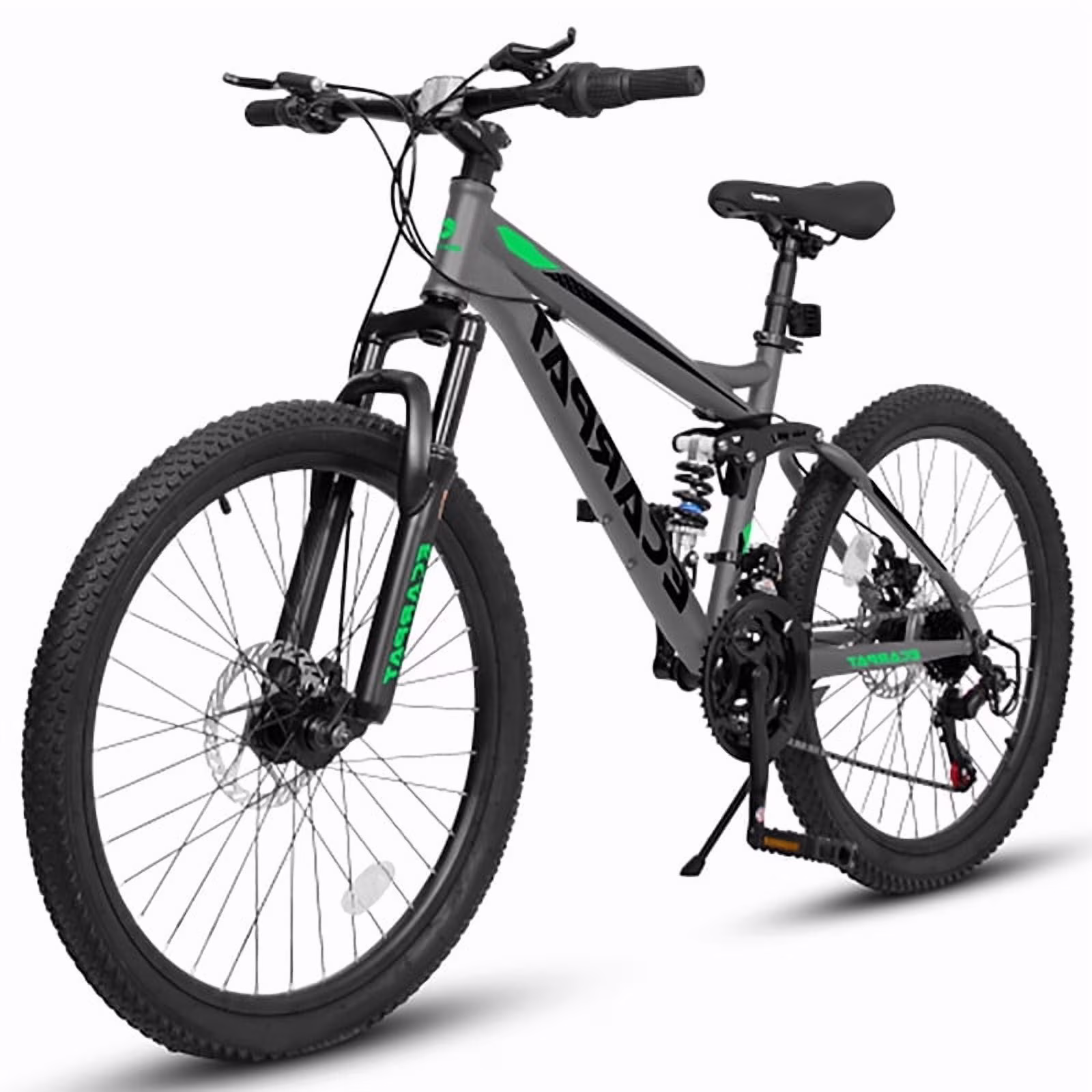 24 Inch Mountain Bike for Teenagers, High Carbon Steel Frame, Dual Full Suspension Mountain Bike, Mountain Tire, 21 Speed Mens Womens Outdoor Cycling, Birthday Gifts
