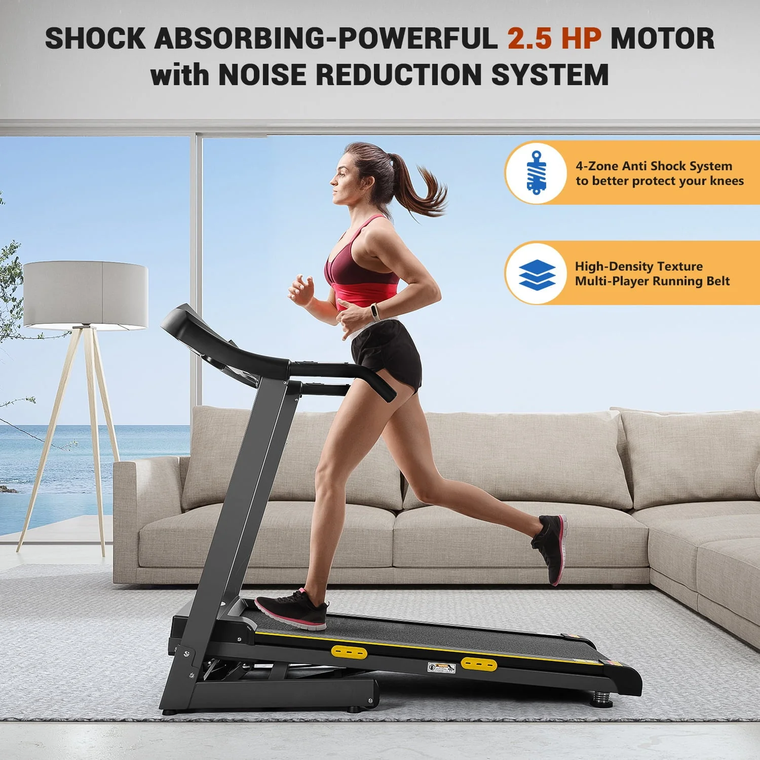 MaxKare 2.5 HP Folding Treadmill 12% Auto Incline, Max 8.5 MPH Speed, 220lbs Weight Capacity, 15 Preset Programs, Home Office Use