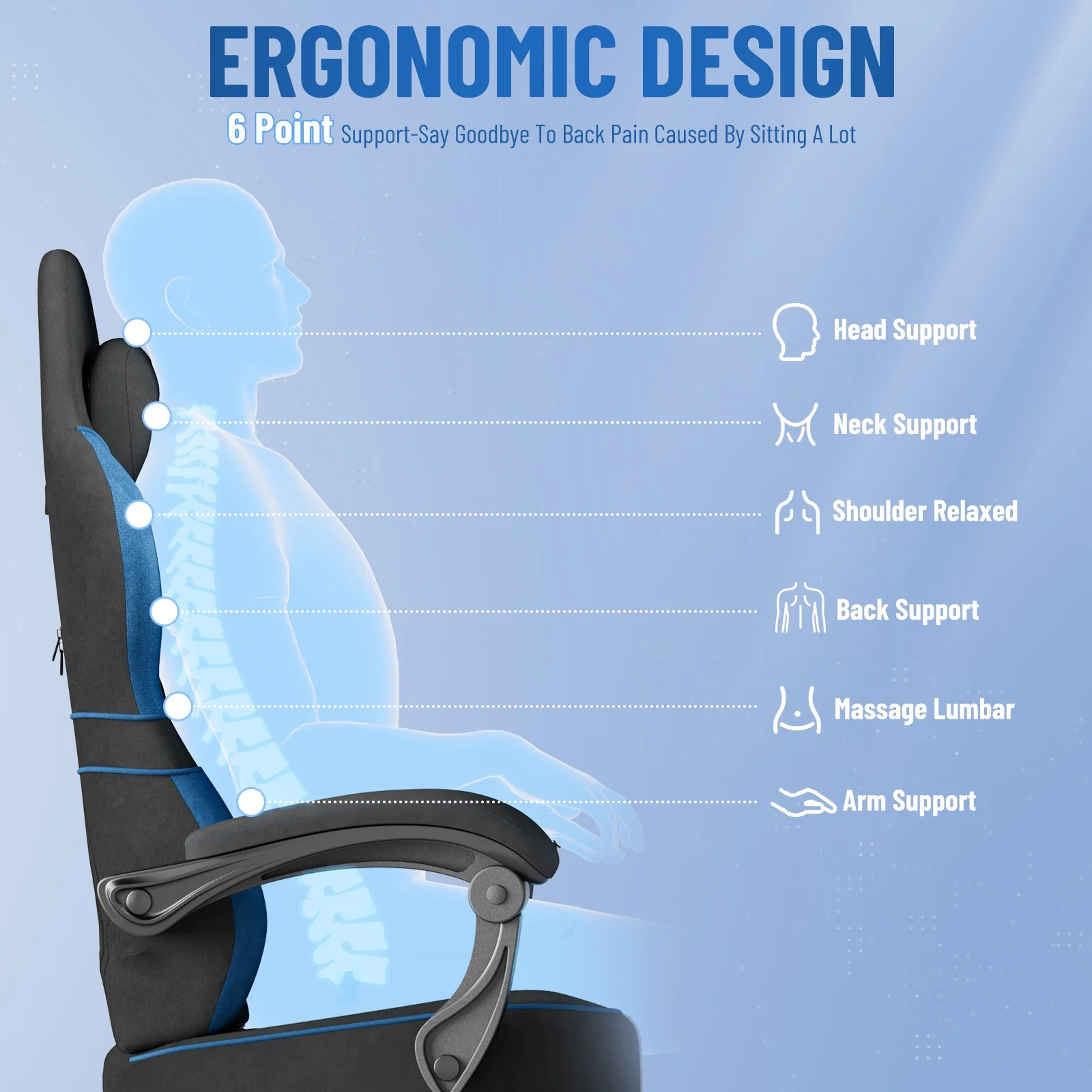 SOONTRANS Gaming Chair for Adults, Velvet Fabric High Back Comfortable Video Game Chair with Footrest and Massage Lumbar Cushion, Racing Computer Desk Chair, Ergonomic Gamer Chair, Black/Grey