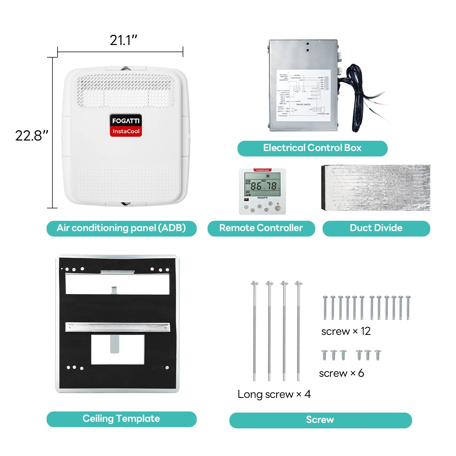 RV Air Conditioner 13500 BTU Rooftop AC Unit, Instacool with R32 Refrigerant & Wired Controller