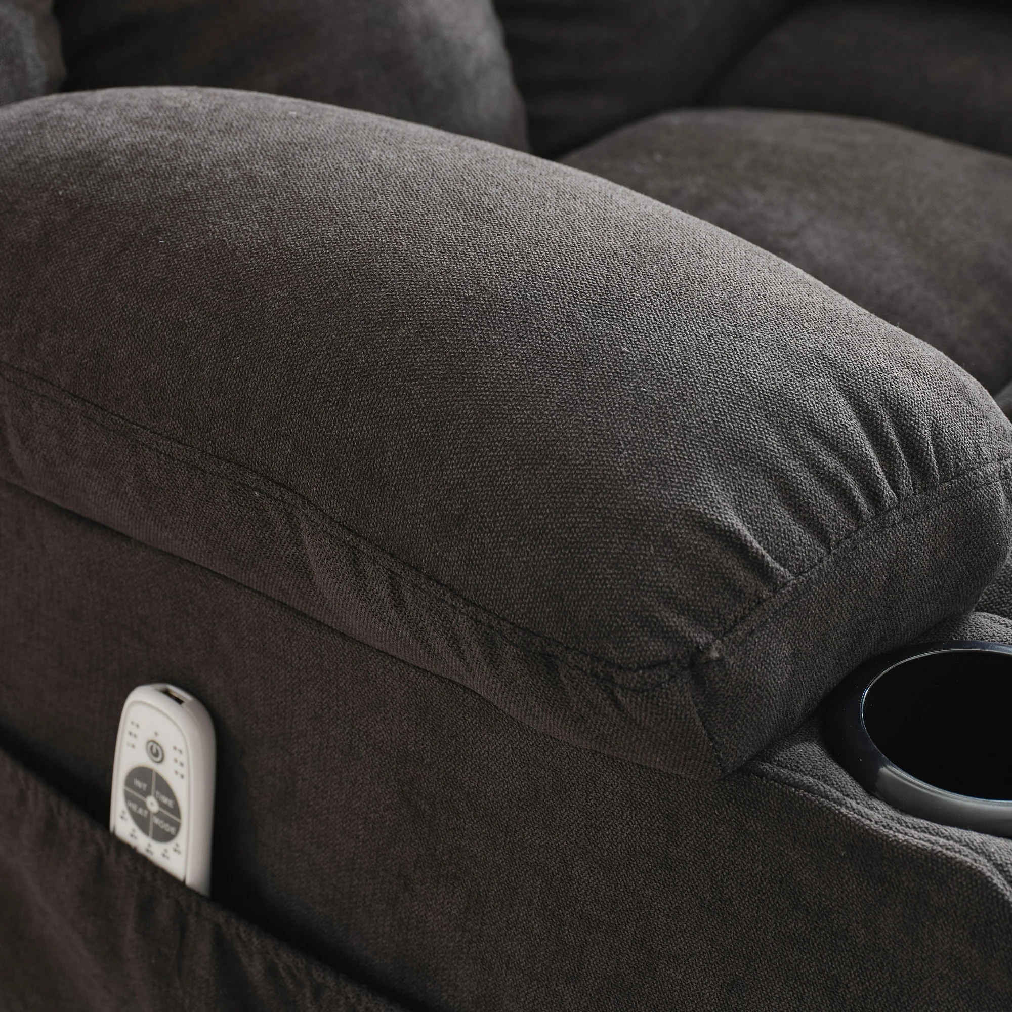 JONPONY Manual Recliner Chair with Heat Therapy and Massage Function, Heavy Duty Reclining Mechanism Massage Chair, Elderly Single Rocker Sofa with Cup Holders for Bedroom Home Theater,Grey