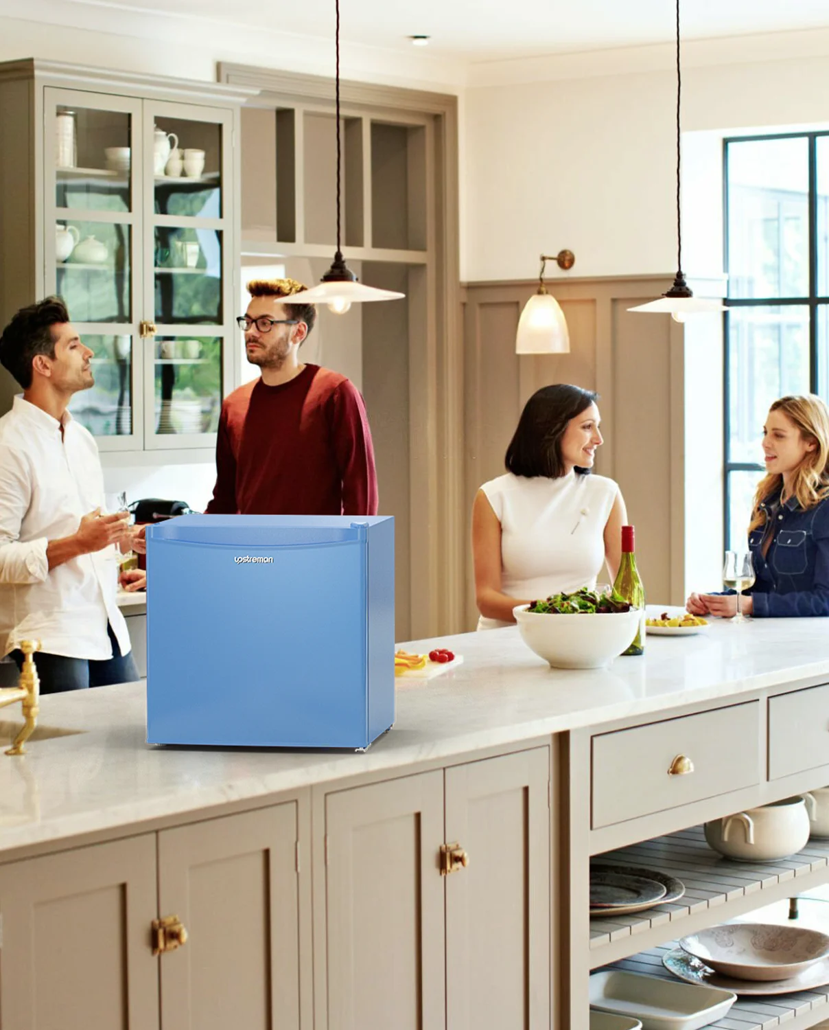 Upstreman 1.7 Cu ft Mini Fridge with Freezer Single Door Compact Refrigerator, Low Noise, Energy Saving, Adjustable Temperature, Reversible Door, for Home Office Dorm, Black FR17