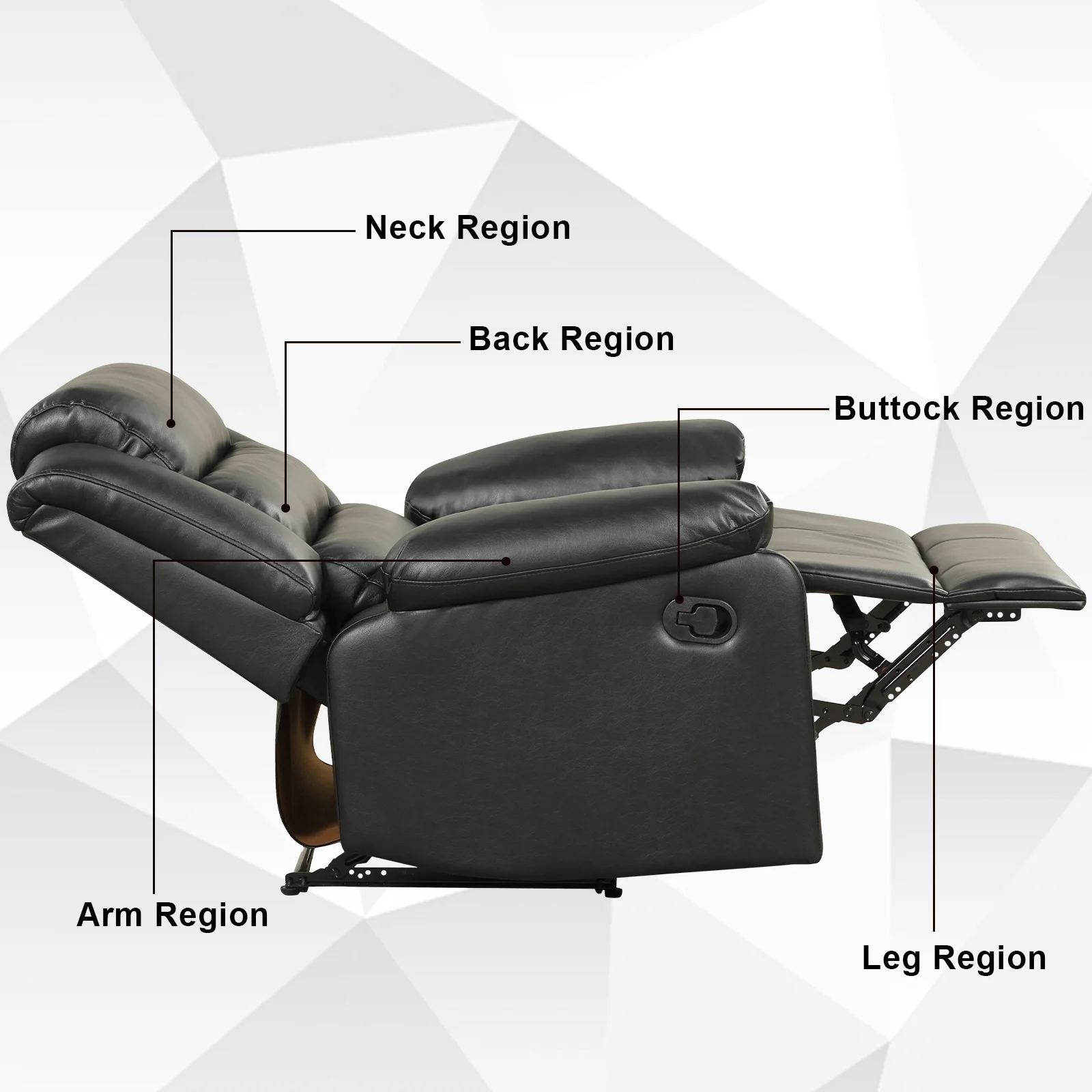 Bonzy Home Recliner Chairs for Living Room Overstuffed Breathable Fabric Reclining Chair Manual Sofa Brown