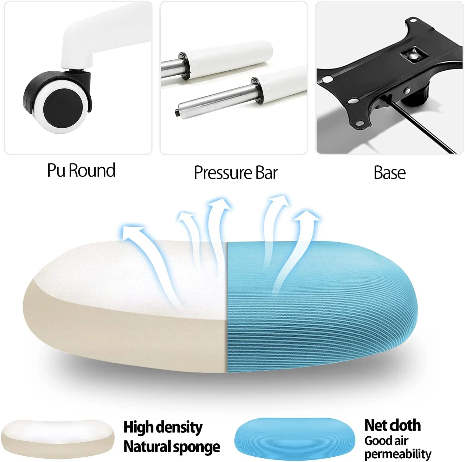 COOLHUT Ergonomic Office Chair, 400LBS Task Chair, Comfort Desk Chair with Adjustable Lumbar Support and Flip up Arms, Black